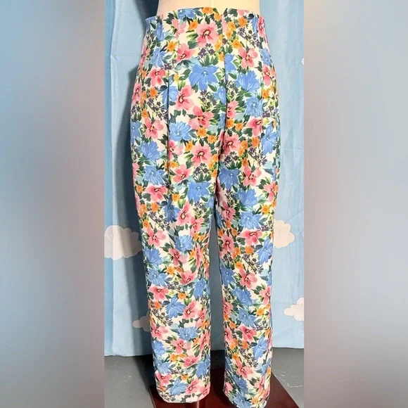 Zara retro taper fit floral pants- slacks. M - Picture 3 of 12